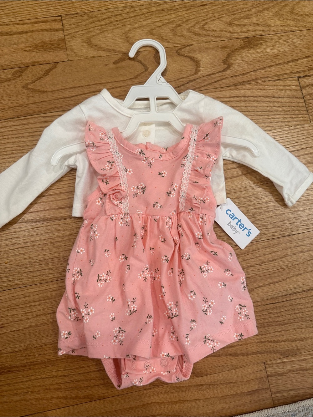 Carter's Pink Floral Ruffle Dress with White Bodysuit